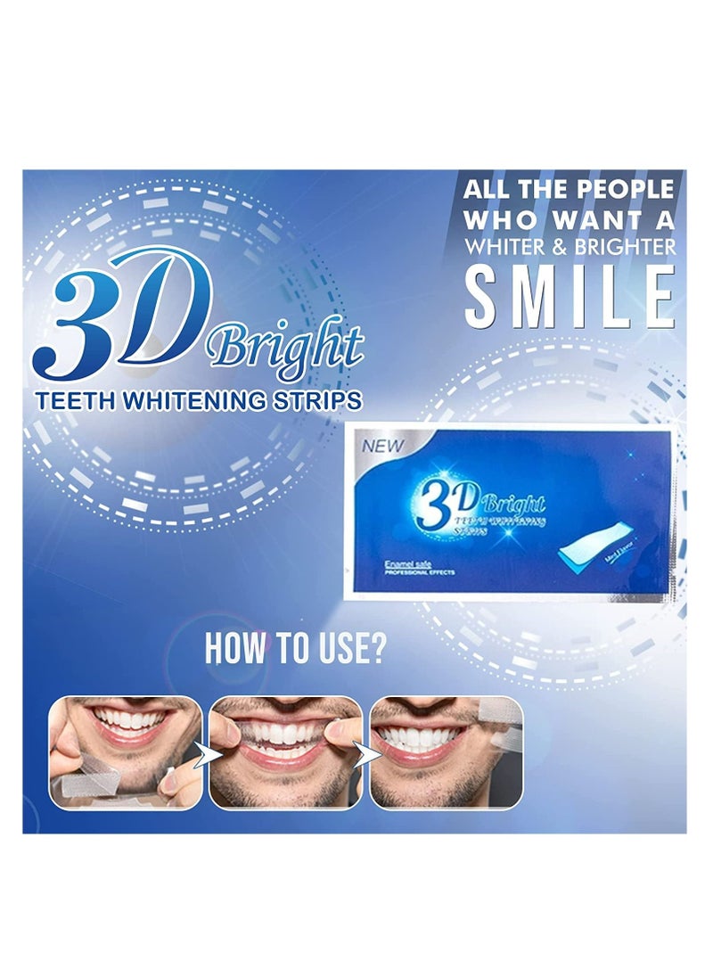 Kanza - 28 Pcs 14 Pairs 3D Bright Teeth Whitening Strips Safe Formula 100% Genuine Branded  PAP+ Teeth Whitening Strips 14 Treatments Professional Teeth Whitener for Teeth Enamel & Stains Removal | Unisex - Image 1