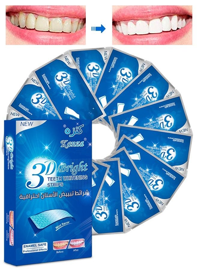 Kanza - 28 Pcs 14 Pairs 3D Bright Teeth Whitening Strips Safe Formula 100% Genuine Branded  PAP+ Teeth Whitening Strips 14 Treatments Professional Teeth Whitener for Teeth Enamel & Stains Removal | Unisex - Image 1