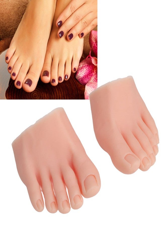 Dpofirs 1 Pair Silicone Practice Foot, Nail Practice Training Fake Half Foot Model, Fake Foot Mode for Acrylic Nails Art Training Display Practice (Light Skin Color) - Image 4