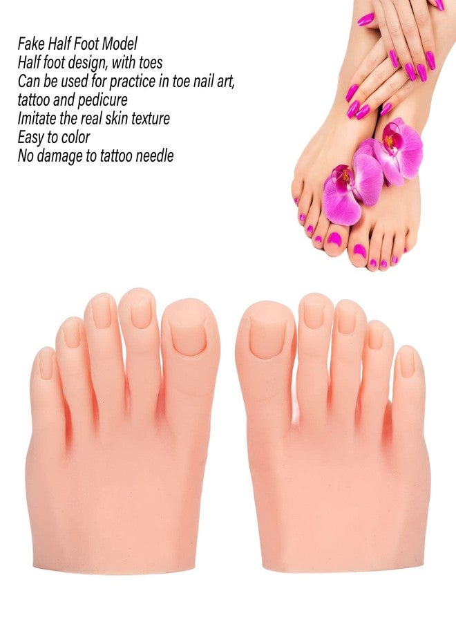Dpofirs 1 Pair Silicone Practice Foot, Nail Practice Training Fake Half Foot Model, Fake Foot Mode for Acrylic Nails Art Training Display Practice (Light Skin Color) - Image 2