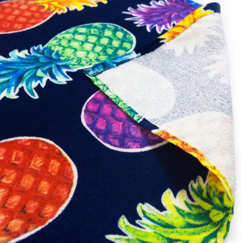 Softerry Colorful Pineapples Beach Towel 30 x 60 inches 100 Cotton 1 Towel 30 x 60 Navy - Image 3