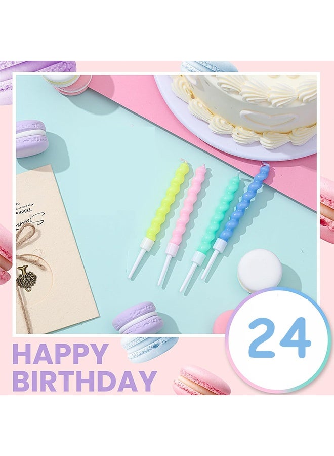 MXN 24 Pcs Spiral Birthday Candles with Holders - Cake Cupcake Candles, Happy Birthday Party Cake Topper Decoration Gifts for Birthday Wedding Lucky Party Cake Decorations - Image 3