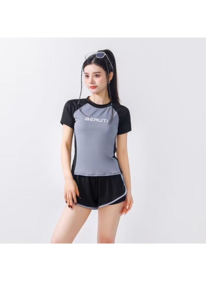 Loquat Swimsuit Women's Two-piece Summer Split Quick-drying Conservative Meat-covered Slim Korean Version Of Hot Spring Sports Women's Swimming Clothing Wholesale-Color:6315 Pink Lady- - Image 5