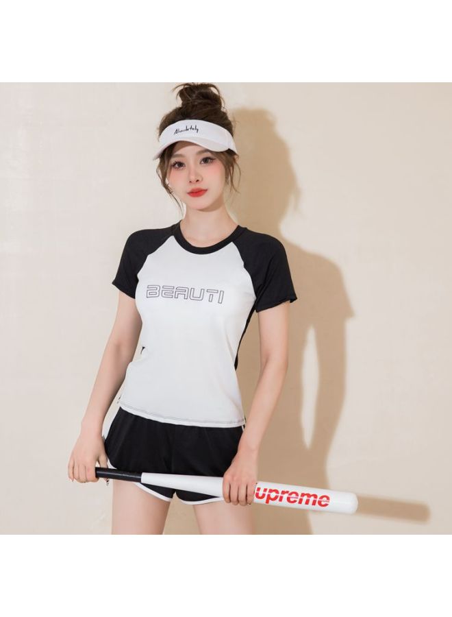 Loquat Swimsuit Women's Two-piece Summer Split Quick-drying Conservative Meat-covered Slim Korean Version Of Hot Spring Sports Women's Swimming Clothing Wholesale-Color:6315 Pink Lady- - Image 3