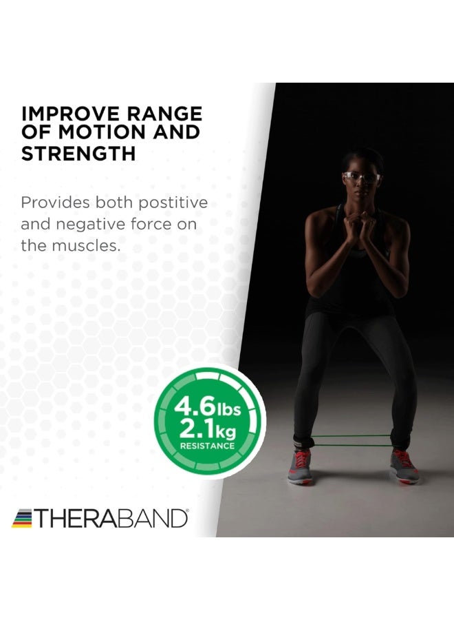 TheraBand Professional Latex Resistance Tubes with Handles For Physical Therapy, Lower Pilates, At-Home Workouts, and Rehab, 12 Inch With Padded Cuffs, Green, Heavy, Intermediate Level 1 - Image 2