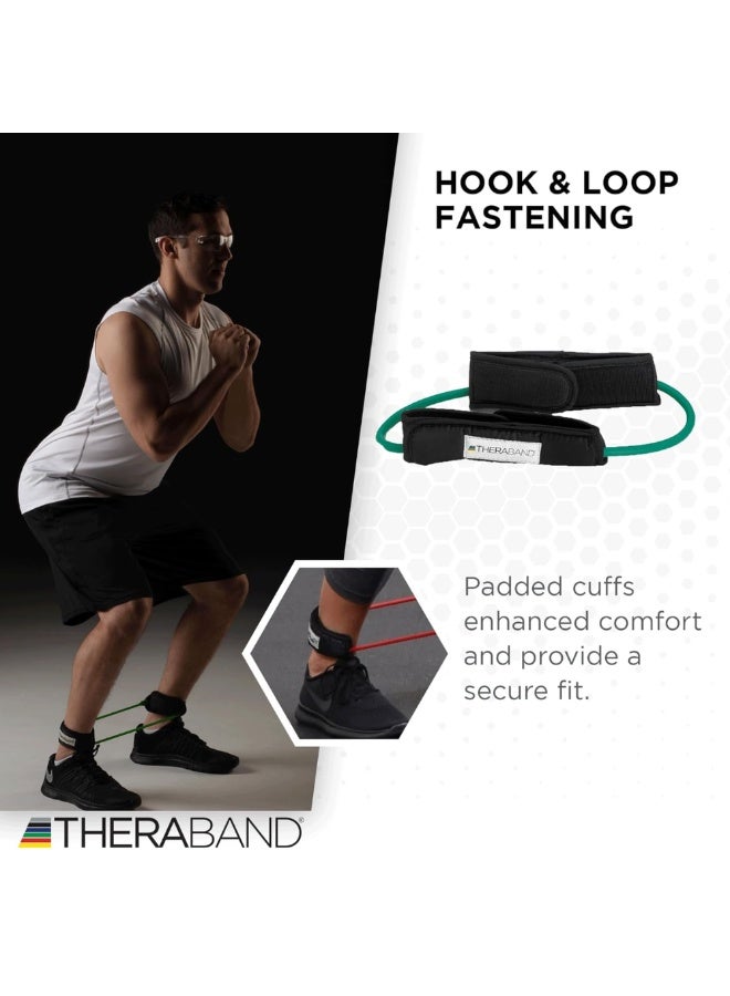 TheraBand Professional Latex Resistance Tubes with Handles For Physical Therapy, Lower Pilates, At-Home Workouts, and Rehab, 12 Inch With Padded Cuffs, Green, Heavy, Intermediate Level 1 - Image 3
