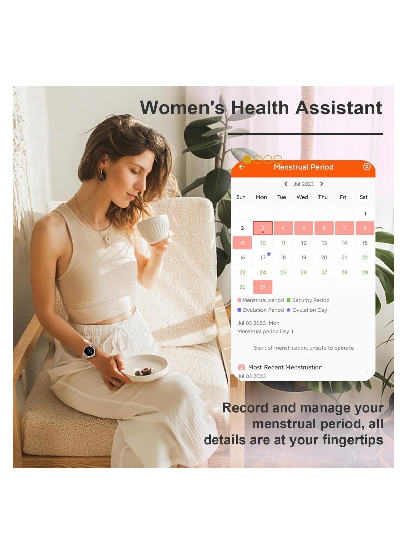 Elegant Diamond Smartwatch for Women - 1.3'' Full Touch Screen, Answer/Make Calls, Fitness Tracker with Heart Rate, Blood Oxygen, Sleep Monitor, AI Voice Control, Compatible with Android Phones. - Image 3