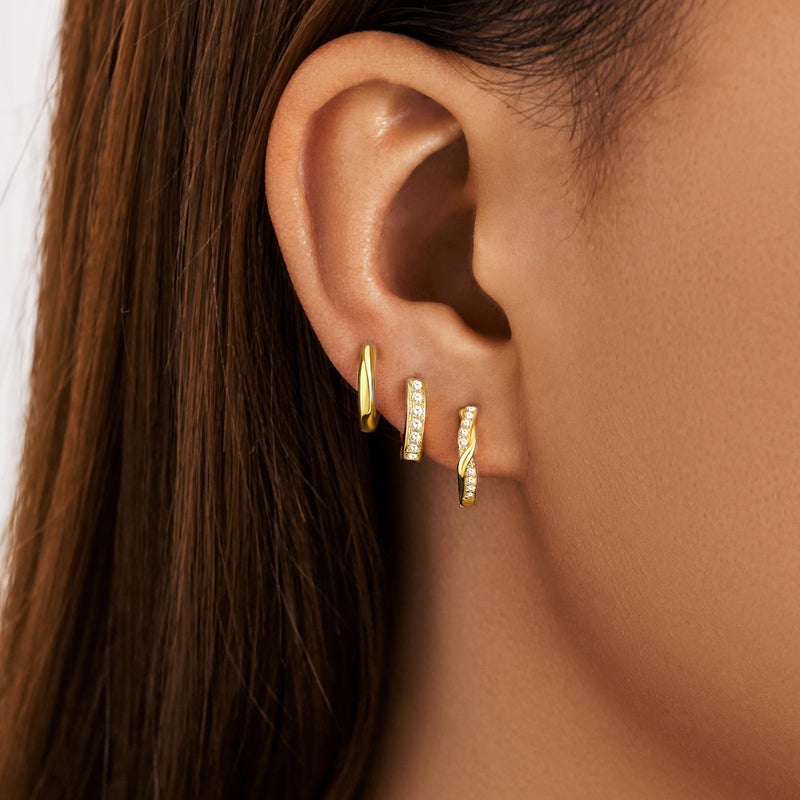 Poxtex Small Hoop Earrings for Women14K Real Gold Plated Huggie Cartilage Earrings Set for Multiple Piercing Lightweight Hypoallergenic 925 Sterling Silver Jewelry for Gifts - Image 2