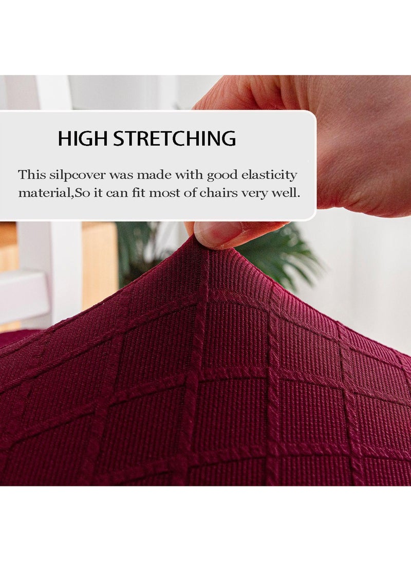 Bluejw طقم أغطية كراسي طعام مكون من 4 قطع باللون الأحمر الداكن - Image 4