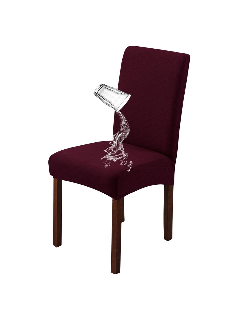 Bluejw طقم أغطية كراسي طعام مكون من 4 قطع باللون الأحمر الداكن - Image 2