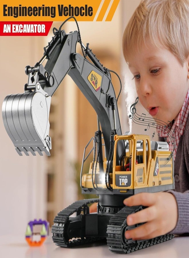 JETRA Remote Control Excavator Toys for Boys,14 Channel 1:14 Rc Digger Construction Toys Tractor,Simulated Smoke, Sound, Lighting, Metal Digging Head, for Boys 3 4 5 6 7 8 9 10 - Image 2
