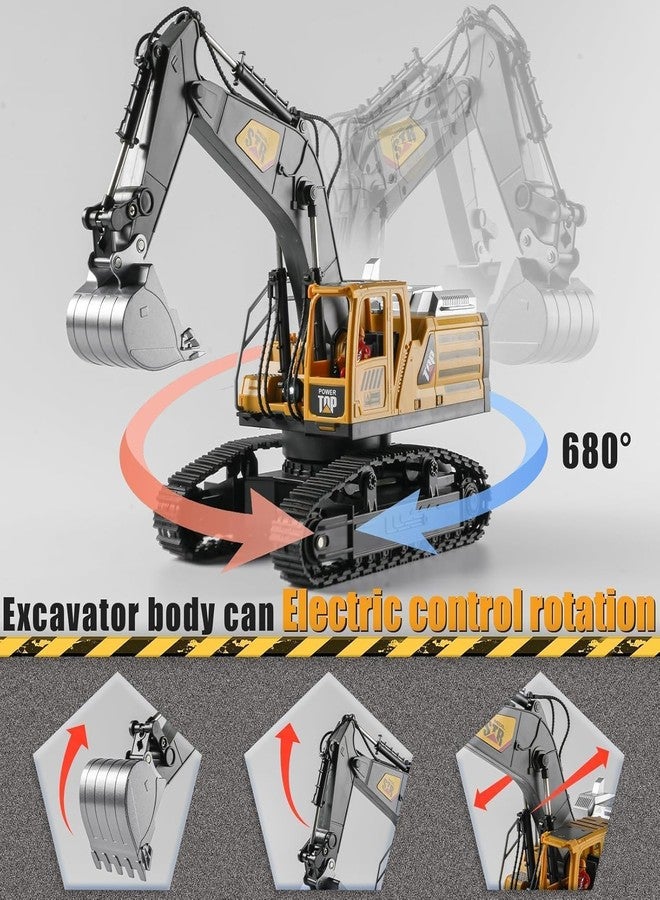 JETRA Remote Control Excavator Toys for Boys,14 Channel 1:14 Rc Digger Construction Toys Tractor,Simulated Smoke, Sound, Lighting, Metal Digging Head, for Boys 3 4 5 6 7 8 9 10 - Image 5