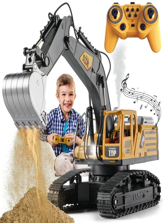 JETRA Remote Control Excavator Toys for Boys,14 Channel 1:14 Rc Digger Construction Toys Tractor,Simulated Smoke, Sound, Lighting, Metal Digging Head, for Boys 3 4 5 6 7 8 9 10 - Image 1