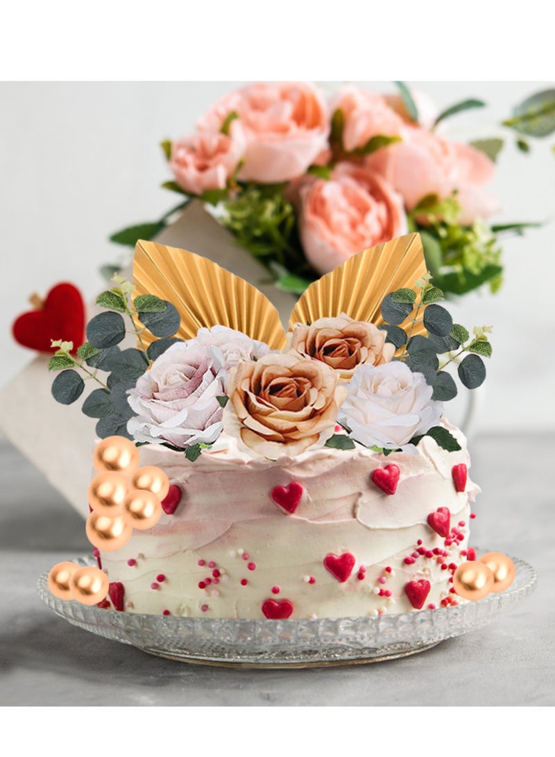 23pcs Cake Toppers for Boho Cake Toppers, Birthday Cake Decorations, Flowers with Balls, Decorative Cakes, Palm Leaves for DIY Cakes for Birthdays, Weddings, Parties  - Image 5