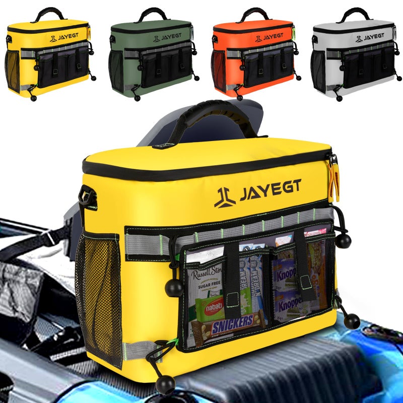 JAYEGT Kayak Cooler Behind Seat - Waterproof Cooler Bag Compatible with Lawn-Chair Seat Kayakï¼ŒKayak Accessories Camping Cooler, Portable Ice Chest for Fishing, Beach,Picnic, Tripsï¼ŒCooler Leak-Proof-Yellow - Image 1