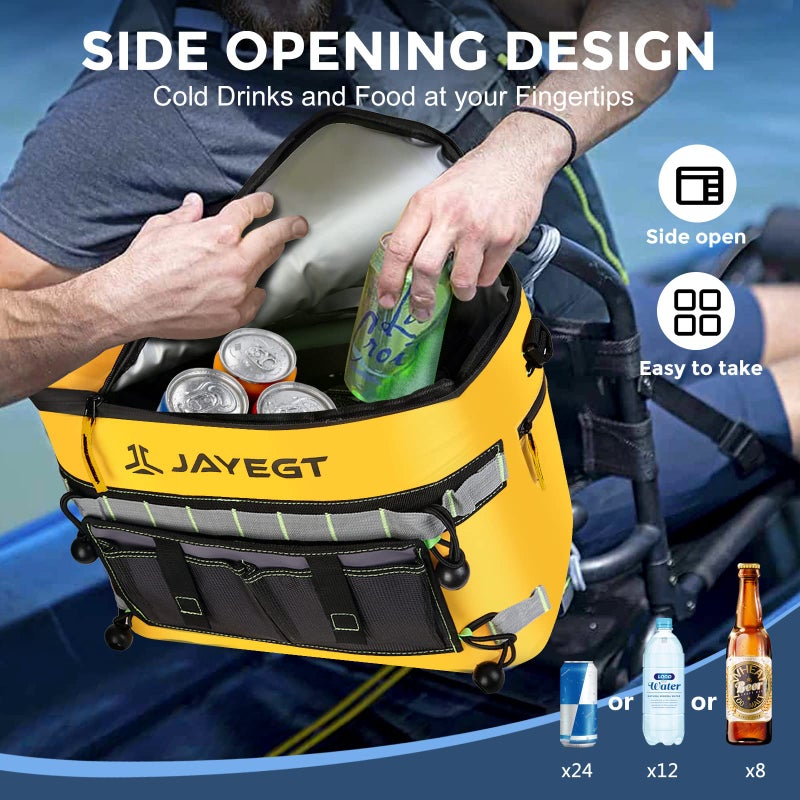 JAYEGT Kayak Cooler Behind Seat - Waterproof Cooler Bag Compatible with Lawn-Chair Seat Kayakï¼ŒKayak Accessories Camping Cooler, Portable Ice Chest for Fishing, Beach,Picnic, Tripsï¼ŒCooler Leak-Proof-Yellow - Image 2
