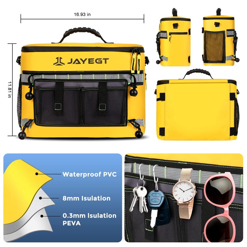 JAYEGT Kayak Cooler Behind Seat - Waterproof Cooler Bag Compatible with Lawn-Chair Seat Kayakï¼ŒKayak Accessories Camping Cooler, Portable Ice Chest for Fishing, Beach,Picnic, Tripsï¼ŒCooler Leak-Proof-Yellow - Image 5