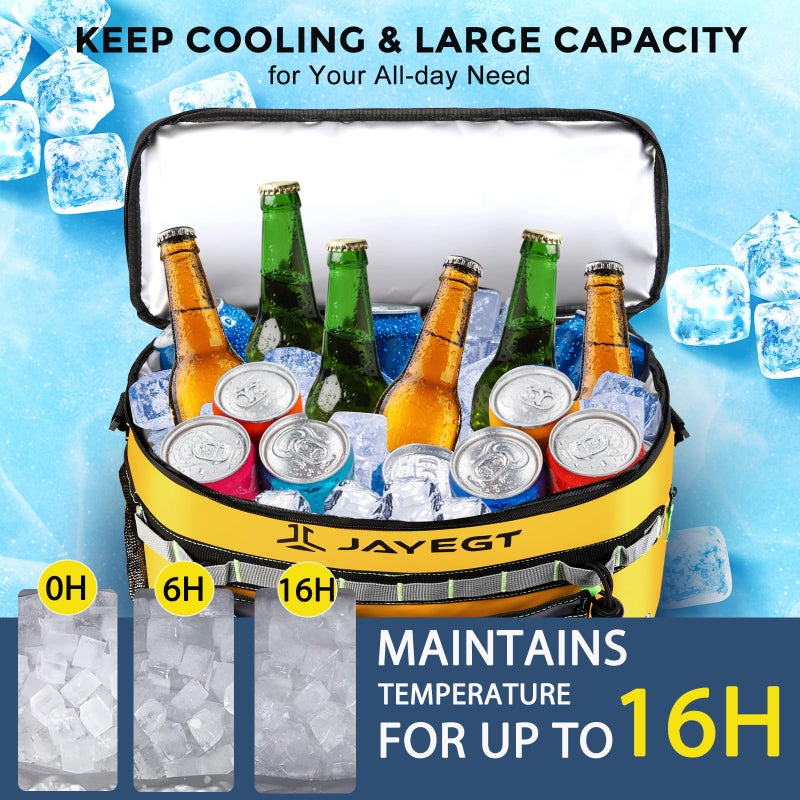 JAYEGT Kayak Cooler Behind Seat - Waterproof Cooler Bag Compatible with Lawn-Chair Seat Kayakï¼ŒKayak Accessories Camping Cooler, Portable Ice Chest for Fishing, Beach,Picnic, Tripsï¼ŒCooler Leak-Proof-Yellow - Image 3