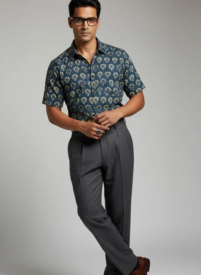 ترولوم Men Classic Slim Fit Floral Printed Casual Shirt