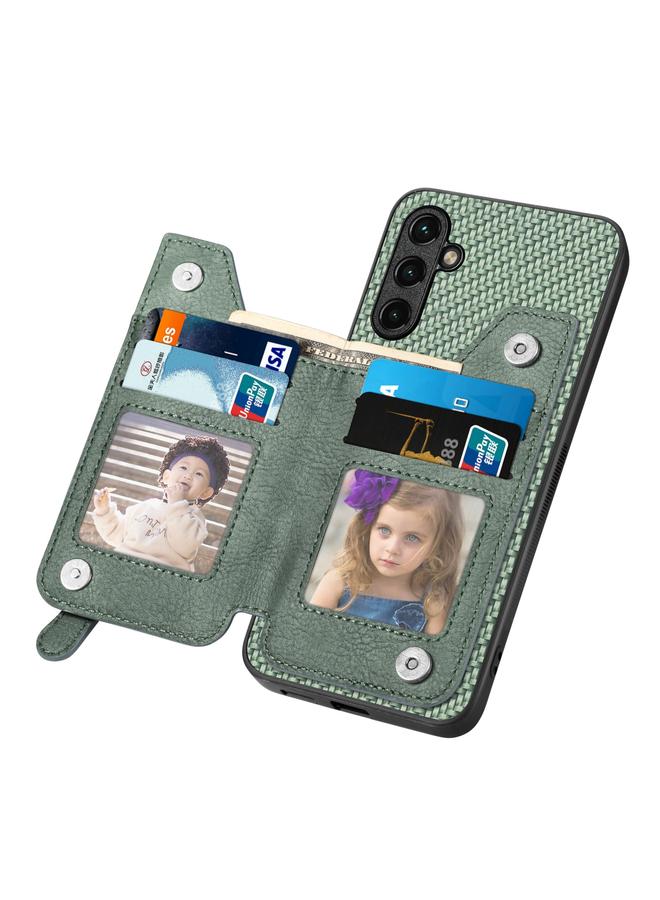 اس-توب جراب لهاتف Samsung Galaxy A14 5G مصنوع من ألياف الكربون مع محفظة وسحاب أفقي - Image 4