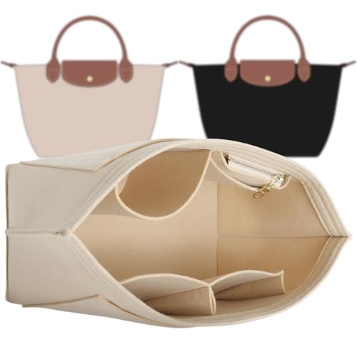 Doxo Purse Organizer Insert,Bag Organizer Suitable for Longchamp Le pliage Medium,Keeps Tote Handbags Shaped & Neat (Beige,M) - Image 1