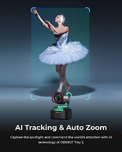OBSBOT كاميرا ويب OBSBOT Tiny 2 4K مع تحكم صوتي PTZ، تتبع AI متعدد الأوضاع وتركيز تلقائي، كاميرا ويب مع مستشعر 1/1.5"، تحكم بالإيماءات، 60 إطار في الثانية، تصحيح إضاءة HDR، كاميرا ويب للكمبيوتر، البث، الاجتماعات، إلخ. - Image 3