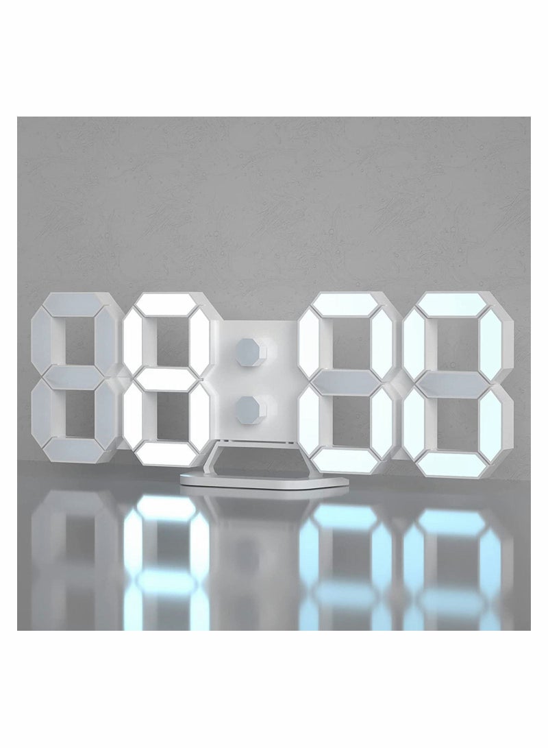 Bluejw 3D Digital Alarm Clock, Modern Design LED Wall / Desk Clocks 12/24H Time /Date/ Temperature Display, Nightlight /Brightness Adjustable/White Light for Kitchen/Office/Living Room/Classroom/Metting Room - Image 1