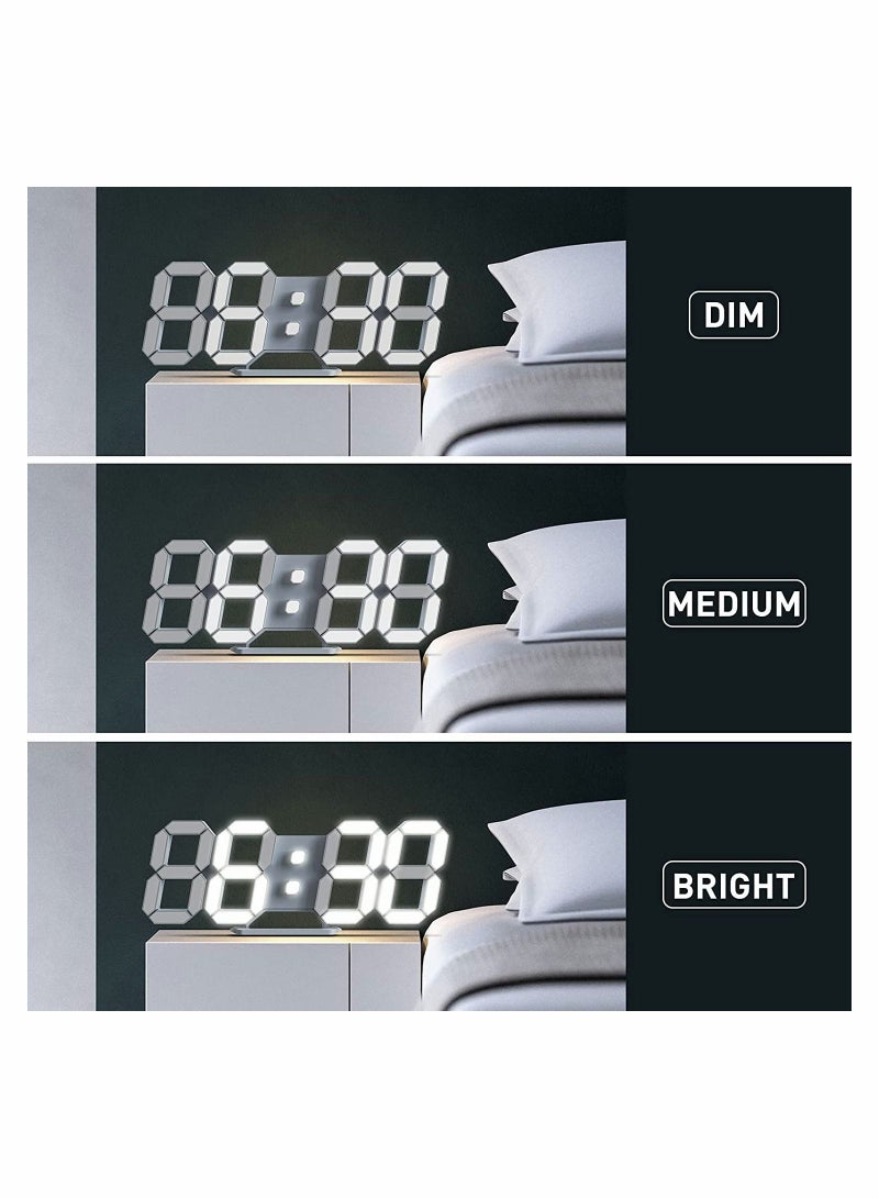 Bluejw 3D Digital Alarm Clock, Modern Design LED Wall / Desk Clocks 12/24H Time /Date/ Temperature Display, Nightlight /Brightness Adjustable/White Light for Kitchen/Office/Living Room/Classroom/Metting Room - Image 3