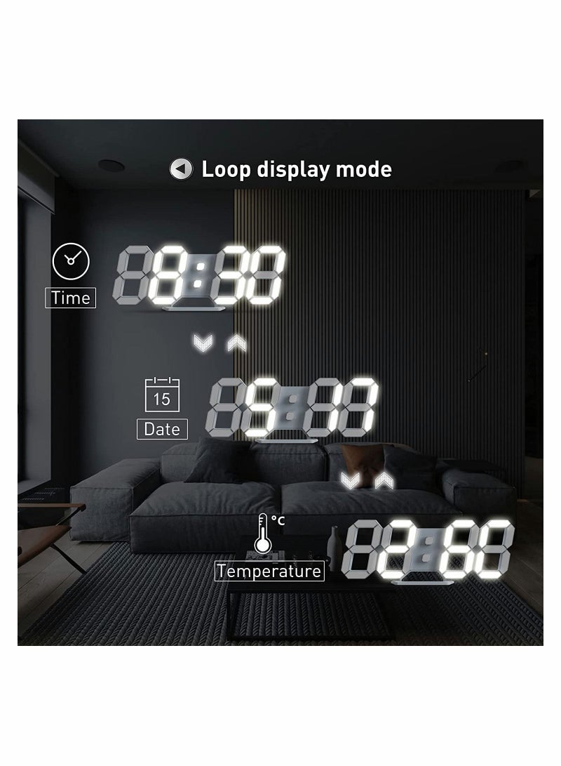 Bluejw 3D Digital Alarm Clock, Modern Design LED Wall / Desk Clocks 12/24H Time /Date/ Temperature Display, Nightlight /Brightness Adjustable/White Light for Kitchen/Office/Living Room/Classroom/Metting Room - Image 4