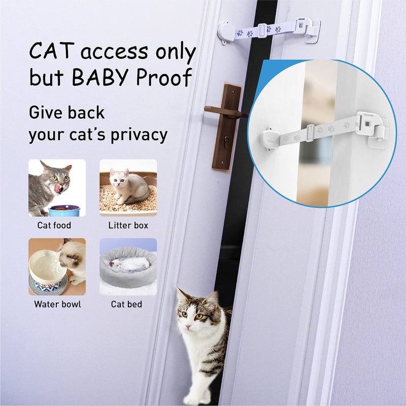 Neobay Magnetic Child Proof Door Lock. No Need for Interior Cat Door. Keep Toddler Out of Room with Litter Box While Let Cat in Easily.â€¦ - Image 3