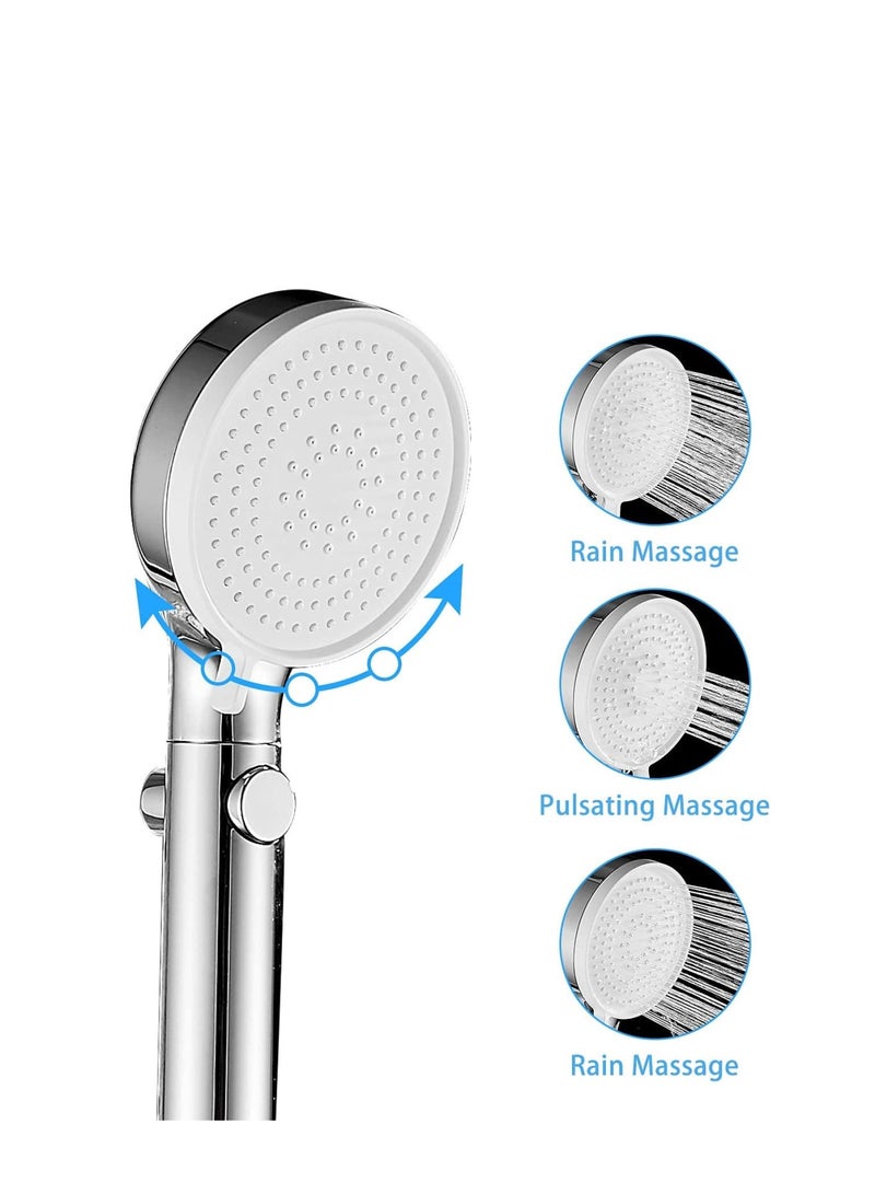 Zikra High Pressure Shower Head Hand-held with On / Off Switch - Shower Head with Handheld, 3-modes Handheld Shower Head with Hose, Chrome Finish, Water-saving, Tool - Free Installation - Image 2