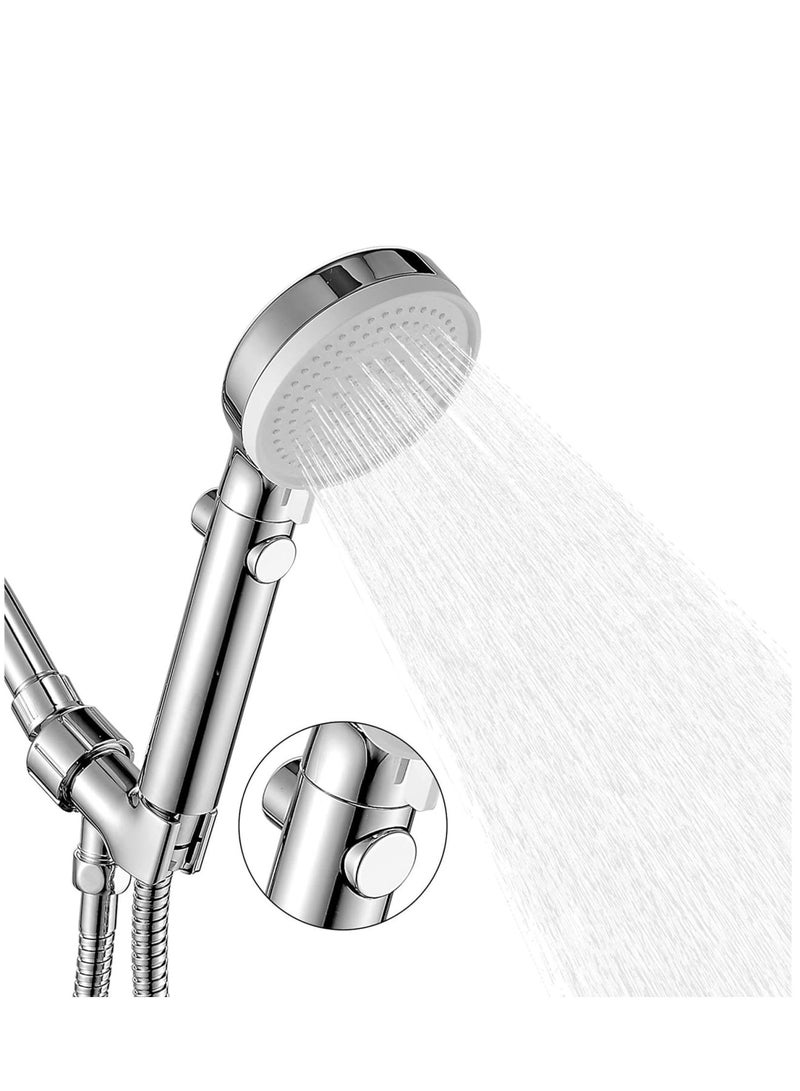Zikra High Pressure Shower Head Hand-held with On / Off Switch - Shower Head with Handheld, 3-modes Handheld Shower Head with Hose, Chrome Finish, Water-saving, Tool - Free Installation - Image 1