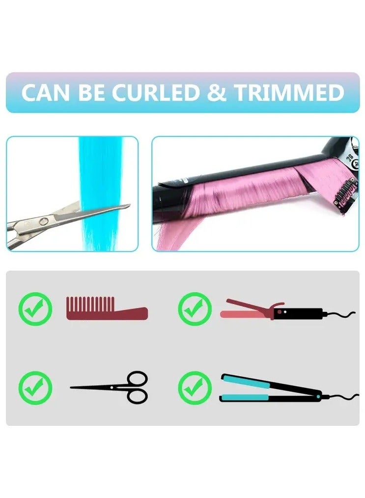 ORiTi 10 Pcs Unicorn Color Clip-In Hair Extensions For Women - Heat-Resistant Curly Hairpieces For Cosplay And Party Highlights - 66.04 cm Hair Accessories - Image 5