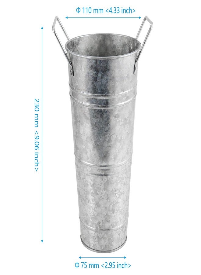 SEHOI 8 Pack 9 Inch Galvanized Metal Farmhouse Flower Vases, Vintage Decorative French Flower Vase with Handles, Galvanized Metal Planter Bucket for DIY Craft and Floral Projects - Image 2