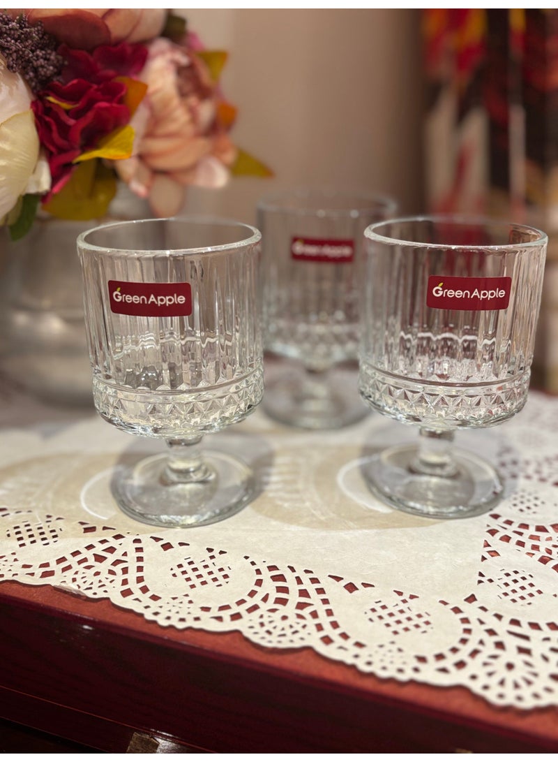 Green Apple A set of 3 Transparent glasses cup 240 ml, elegant and practical for water, juices, and cold drinks. - Image 3