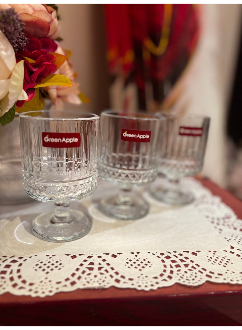 Green Apple A set of 3 Transparent glasses cup 240 ml, elegant and practical for water, juices, and cold drinks. - Image 2