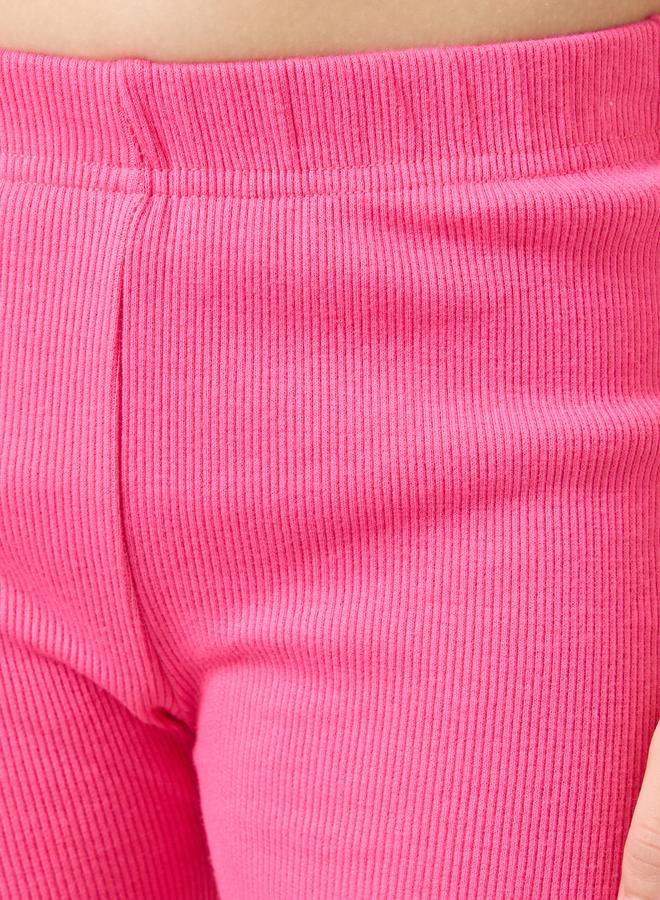 Styli Girls Pink Ribbed Leggings with Badge Detail - Image 4