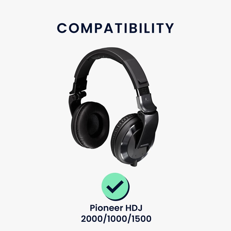 kwmobile Ear Pads Compatible with Pioneer HDJ 2000/1000/1500 Earpads - 2X Replacement for Headphones - Black - Image 2
