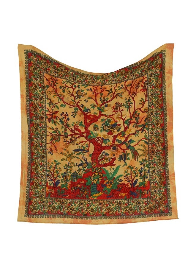 Craft Trade شجرة الحياة، نسيج جداري، ديكور منزلي، نسيج جداري جمالي، لغرفة المعيشة، غرفة النوم، غرفة المعيشة، السكن الجامعي - أصفر - 50 × 60 بوصة - Image 2
