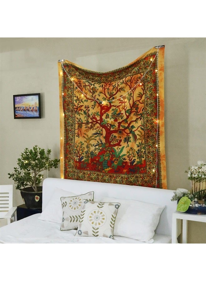 Craft Trade شجرة الحياة، نسيج جداري، ديكور منزلي، نسيج جداري جمالي، لغرفة المعيشة، غرفة النوم، غرفة المعيشة، السكن الجامعي - أصفر - 50 × 60 بوصة - Image 1