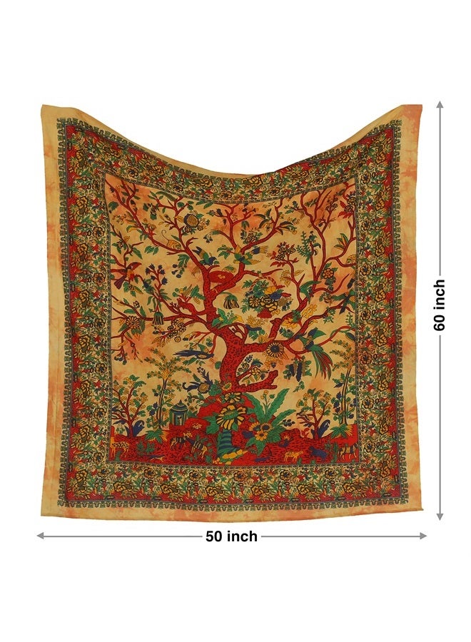 Craft Trade شجرة الحياة، نسيج جداري، ديكور منزلي، نسيج جداري جمالي، لغرفة المعيشة، غرفة النوم، غرفة المعيشة، السكن الجامعي - أصفر - 50 × 60 بوصة - Image 3