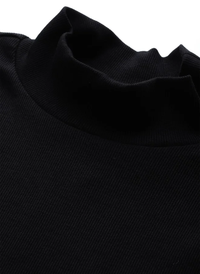 ساسافراس Black High Neck Cropped Top for Women