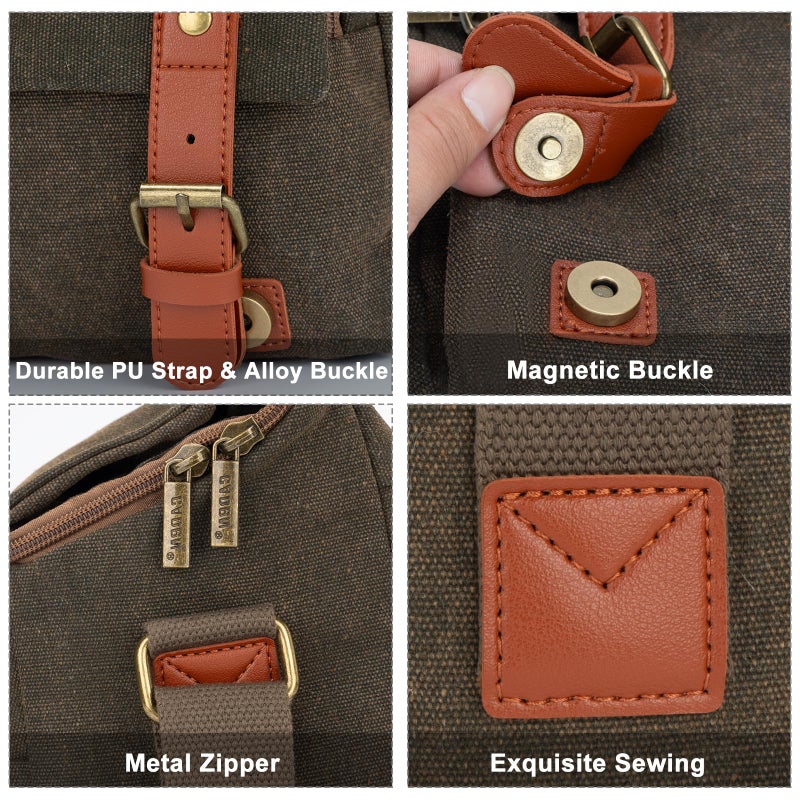 CADeN Compact Camera Bag Case Canvas Leather Trim Compatible for Nikon, Canon, Sony Mirrorless Camera and Lenses Waterproof, Camera Shoulder Messenger Bag (Small 1.0 Brown) - Image 5