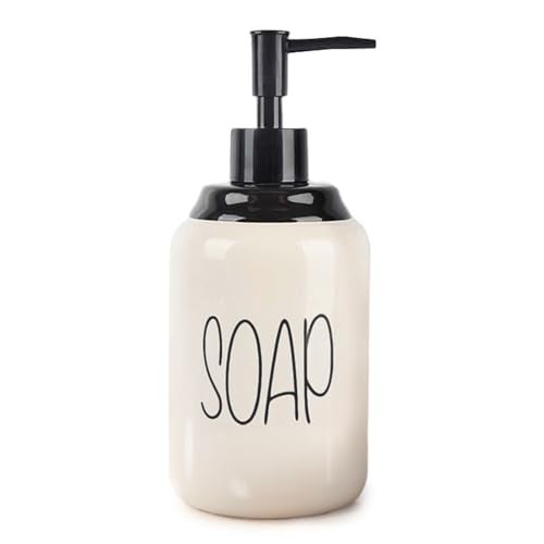 Decor & More Modern Ceramic Soap Dispenser | 500ml Liquid Handwash Dispenser White with Removable Pump | Handwash Bottle for Kitchen & Bathroom | Bathroom Soap Dispensers - Image 1