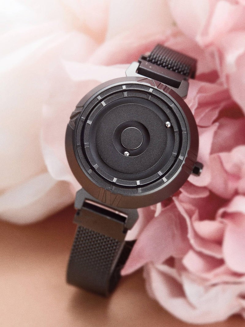 EUTOUR Women Watch Magnet Watch No Glass Ball Bearing Watches Quartz Elegance Minimalist Wristwatch with Stainless Steel Mesh Bracelet Black 36 mm - Image 2