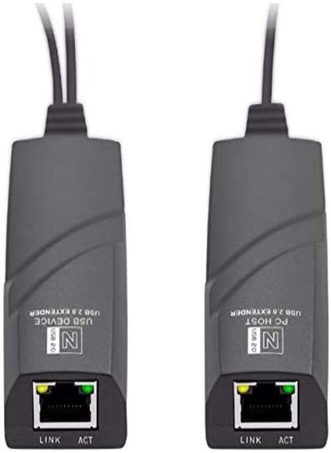 DKURVE DKURVE® USB 2.0 Extender to RJ45 Over Cat5/5E/6 Connection up to 100 Meters Ethernet Extension Cable Type A Male to A Female with 5V/2A Power Adapter Lan Adapter  - Image 1