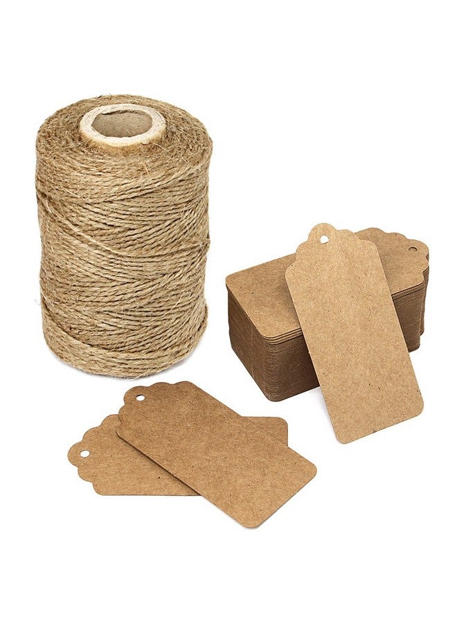 Blisstime Natural Jute Twine And 100Pcs Brown Rectangle Kraft Paper Gift Tags For Crafts & Price Tags Labels By Blisstime - Image 1