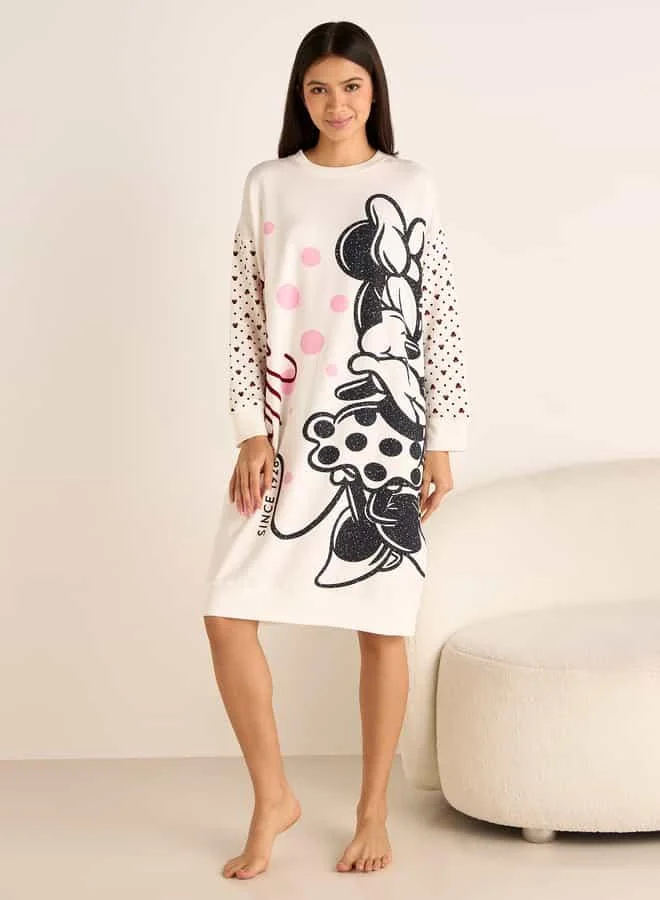 Splash FAV Minnie Mouse Print Sleepshirt with Long Sleeves