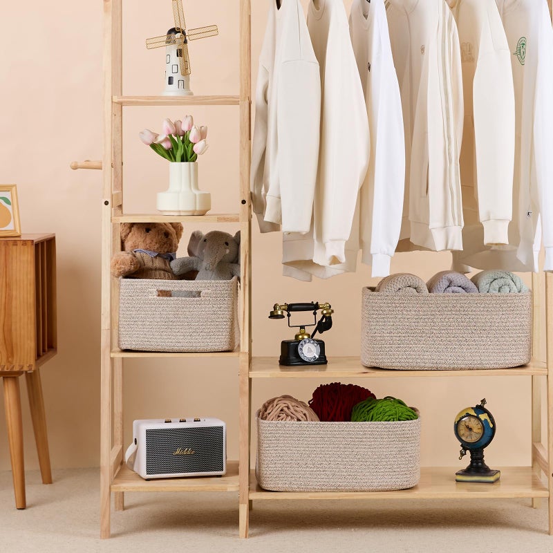 MiniArk Large Storage Baskets for Organizing, Closet Shelf Baskets for Clothes Blanket Towels, Baby Nursery, Toy Bins Box, Woven Rope Baskets, 17 x 13 x 7.5â€, 4 Packs Mixed Brown - Image 3