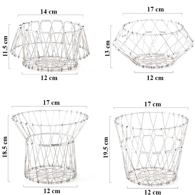 Hetarmi Stainless Steel Multipurpose Flexible Folding Fruit Bread and Vegetable Basket Transforming for Kitchen, Dining or Center Table - Decorative Items - Image 3